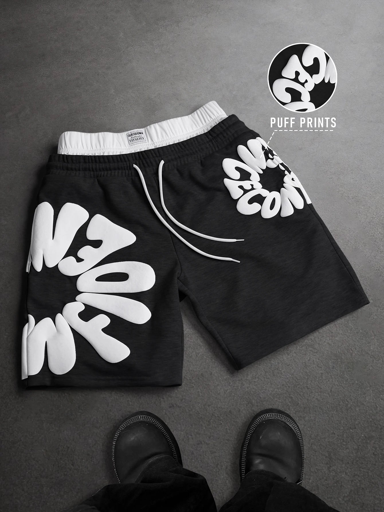 Men's Oversized Streetwear Shorts Brand 3D Puff Print Letter Graphic Polyester Gray Multi Color Casual Shorts S-2XL All Size 1Pc