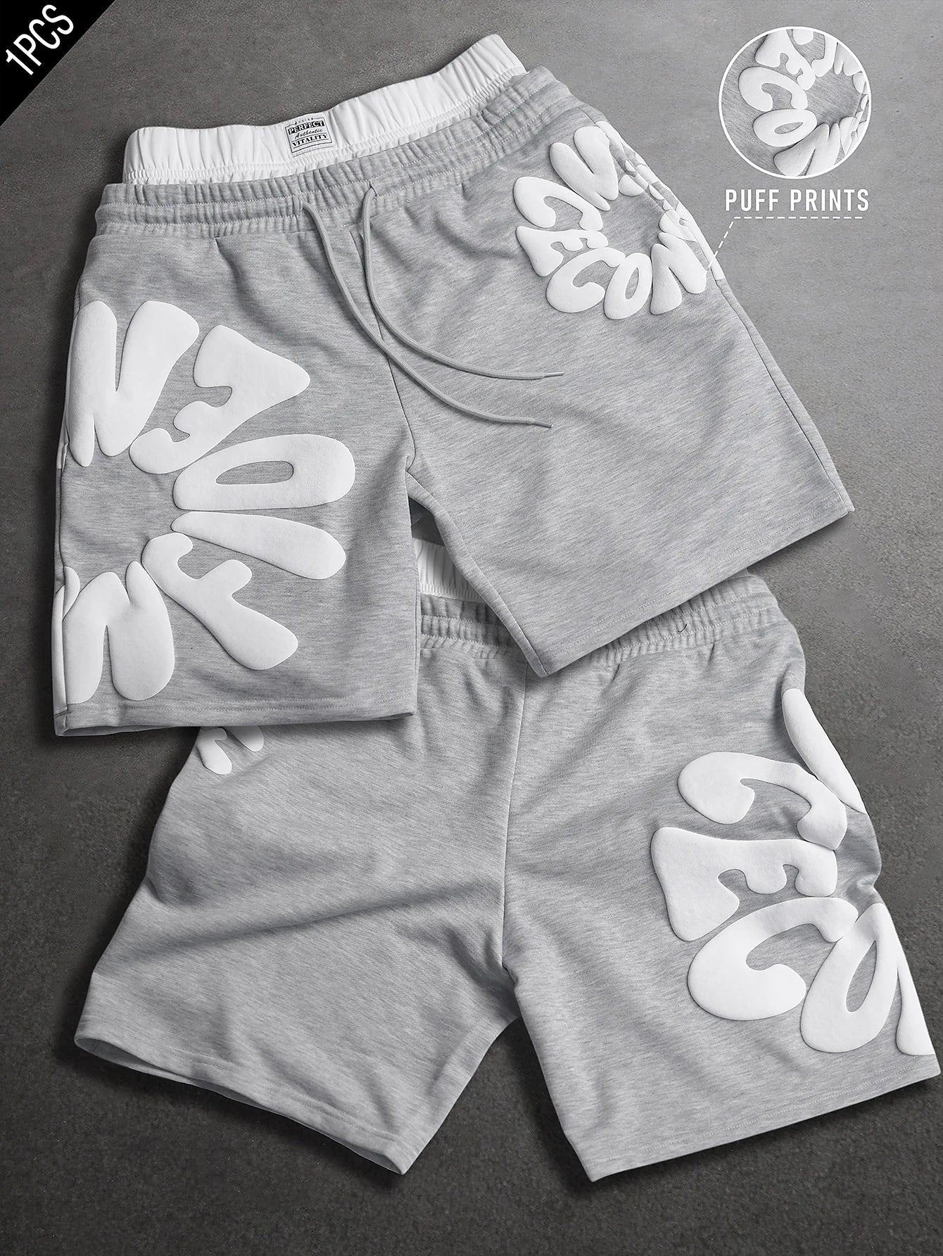 Men's Oversized Streetwear Shorts Brand 3D Puff Print Letter Graphic Polyester Gray Multi Color Casual Shorts S-2XL All Size 1Pc