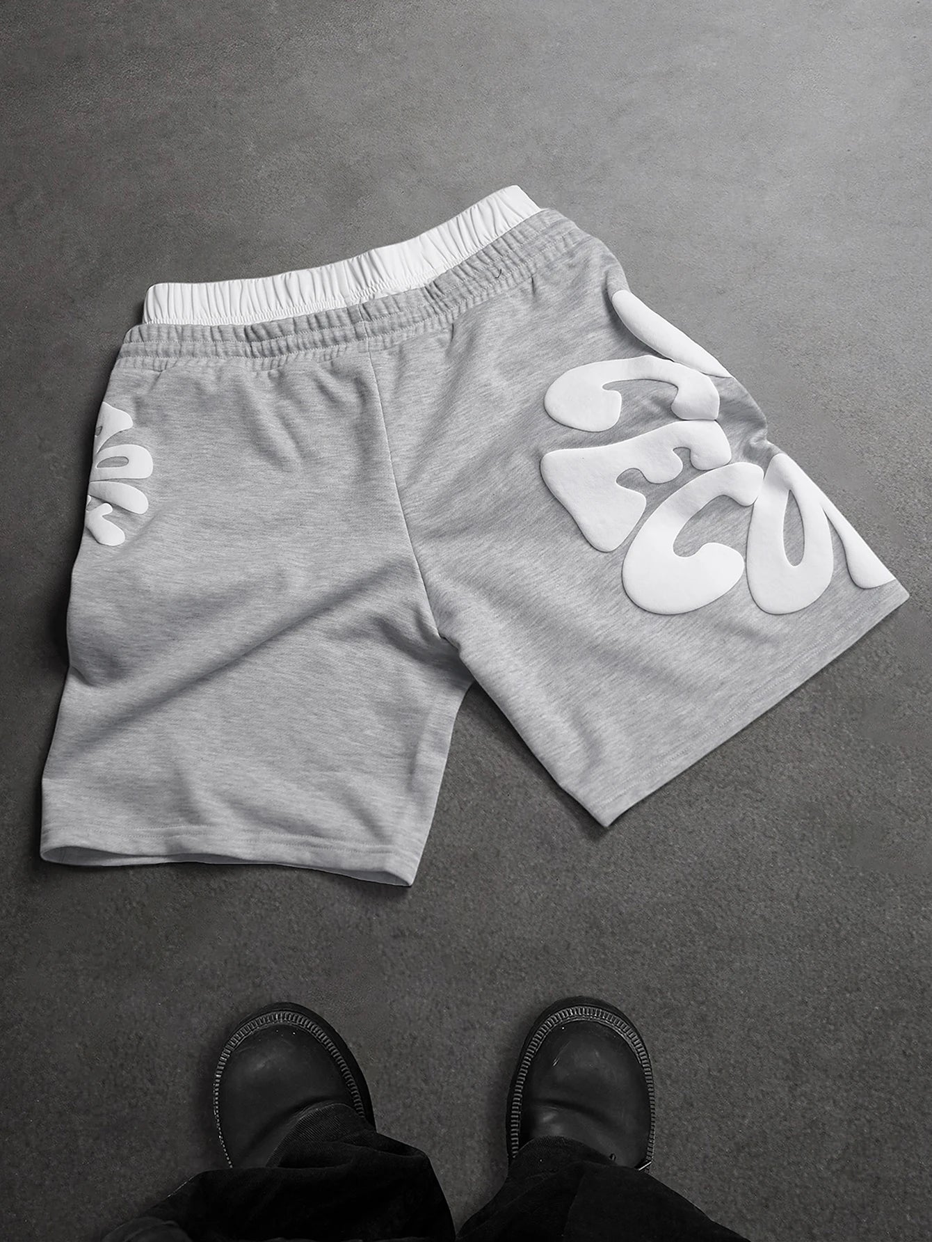 Men's Oversized Streetwear Shorts Brand 3D Puff Print Letter Graphic Polyester Gray Multi Color Casual Shorts S-2XL All Size 1Pc