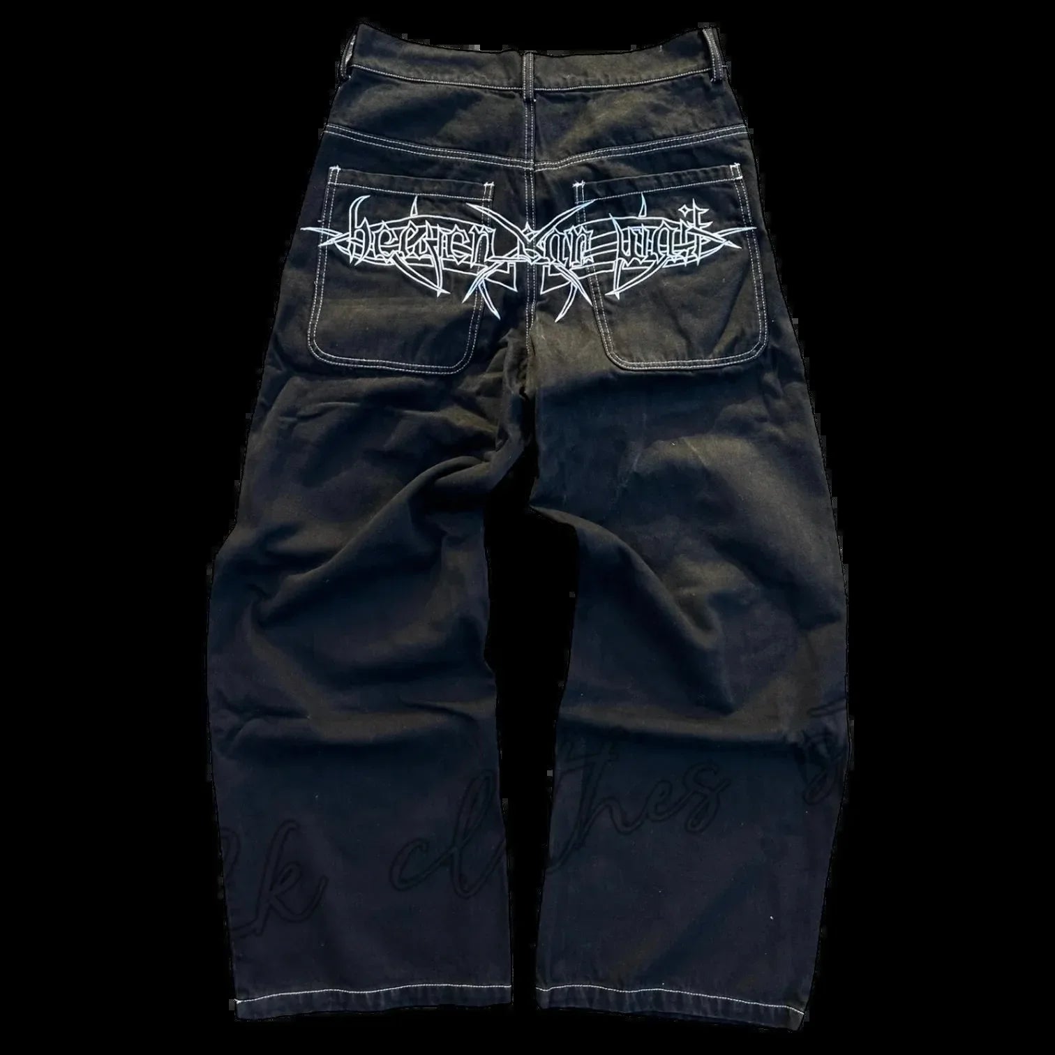 2025 New Prints Jeans Men Streetwear Baggy Wide Leg Jeans Korean Fashion Drapes Straight Casual Loose Denim Cargo Pants
